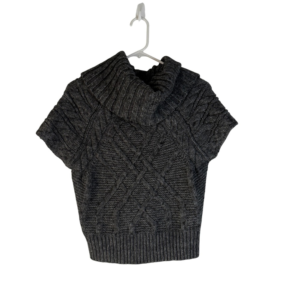 LOFT Women's Grey Cable Knit Cowl Neck Academia Twee Sweater Size S Wool‎ Blend